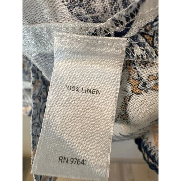 J.Jill Love Linen Sleeveless‎ Top Elephant Print Keyhole Neckline Pockets Size M - Picture 3 of 9